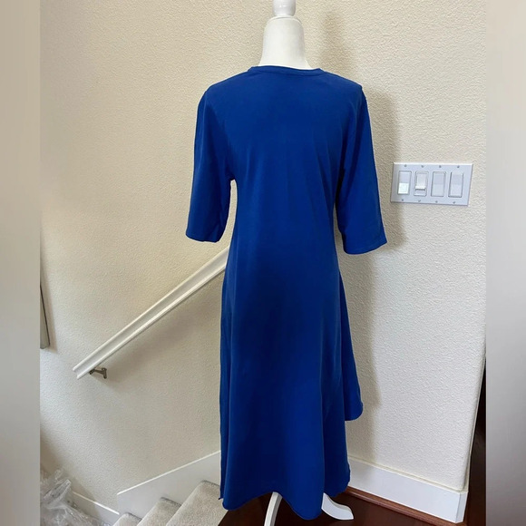 Zara Blue Modi Dress Size Small Relaxed Asymmetric 100% Cotton excellent - Picture 3 of 10